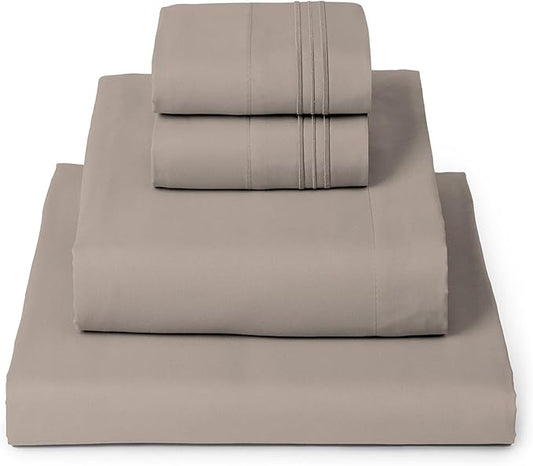 Mellanni King Sheets Set - 4 PC Iconic Collection Bedding - Hotel Luxury, Extra Soft, Cooling Bed Sheets - Wrinkle, Fade, Stain Resistant (King, Tan)