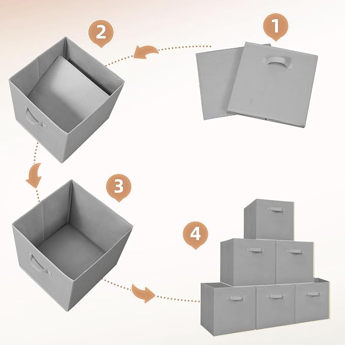 STORAGE MANIAC Storage Cubes, 13 Inch Collapsible Storage Bins with Handles, 8 Pack Fabric Foldable Bins for Organization, Durable Storage Bins for Closet, Shelves, Offices, Toys, 8-Pack Grey - Image 6