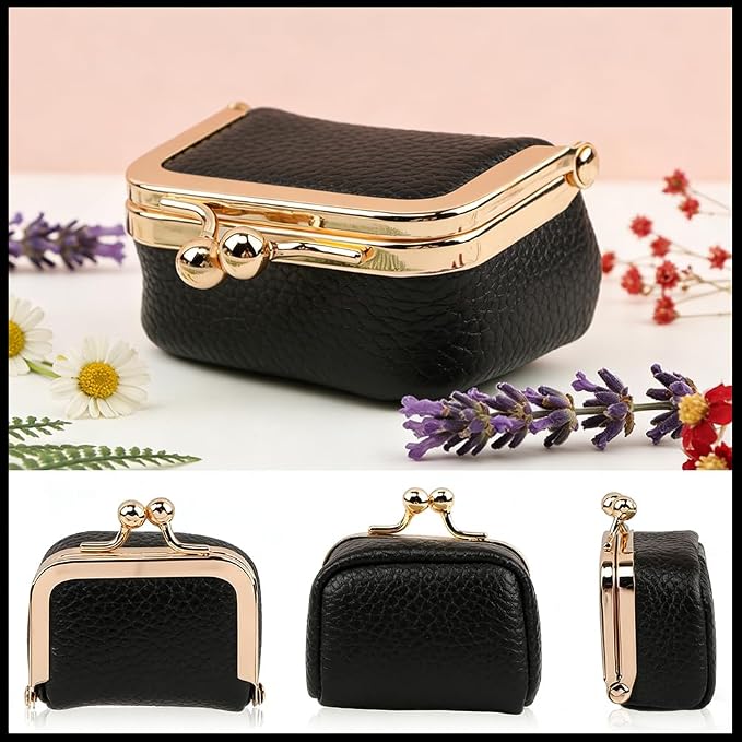 PU Leather Mini Jewelry Box, Vintage Portable Mini Jewelry Organizer with Kiss Lock, Compact Travel Case for Rings, Earrings, Necklaces - Ideal Gift for Women - Image 6