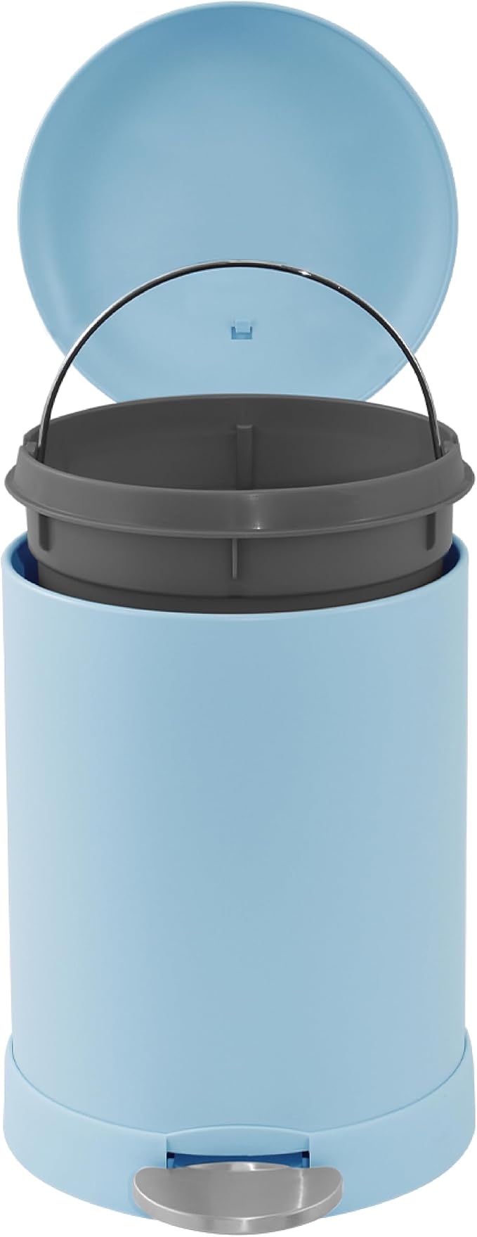 Glad Small Trash Can, 1.2 Gallon | Round Stainless Steel Garbage Bin with Soft Close Lid & Step Foot Pedal | Metal Waste Basket with Removable Inner Bucket, Blue - Image 3
