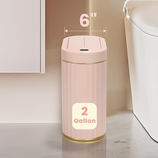 ELPHECO Bathroom Trash Can with Lid Butterfly, Motion Sensor Trash Can Bathroom Decor Automatic Garbage Can Wastebasket Bathroom Accessories, Kitchen, Living Room, Office, Pink Gold - Image 3