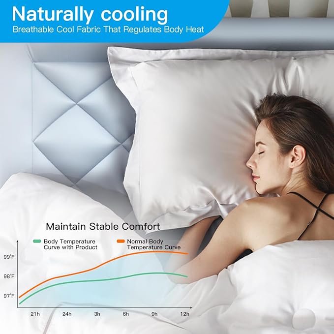 Cooling Mattress Topper King Size - Pillow Top Mattress Pad for Hot Sleepers - Breathable Ultra Soft Mattresses Protector with 8-21 Inch Deep Pocket (78x80 inch, Blue)