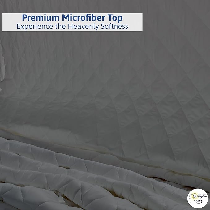 Cottington Lane 400 GSM King Size Waterproof Quilted Mattress Pad Protector, Soft Microfiber Mattress Topper Cover with TPU Backing, Deep Pocket Fits up to 21 Inch Mattresses, Dark Grey