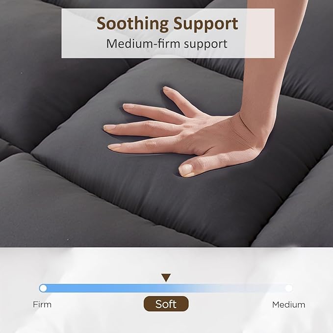 Thick Mattress Topper Twin Size - Non-Slip Mattress Pad Cover for Back Pain Breathable Folding Sleeping Pad Machine Washable Mattress Protector (39x75 inch,Black)