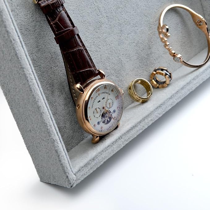 Oirlv Velvet Stackable Jewelry Trays Grids Rings Earrings Bracelet Watch Showcase Display Tray - Image 6