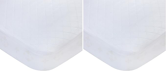 Carters Waterproof Fitted Crib Mattress Pad and Toddler Crib Mattress Protector - Baby Crib Mattress Cover - Protective Sheet for Boys and Girls Bedding Sets White (Pack of 2)