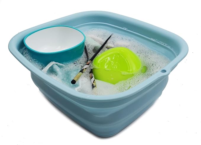 SAMMART 7.7L (2 Gallon) Collapsible Tub - Foldable Dish Tub - Portable Washing Basin - Space Saving Plastic Washtub (Sea Angel, S) - Image 6