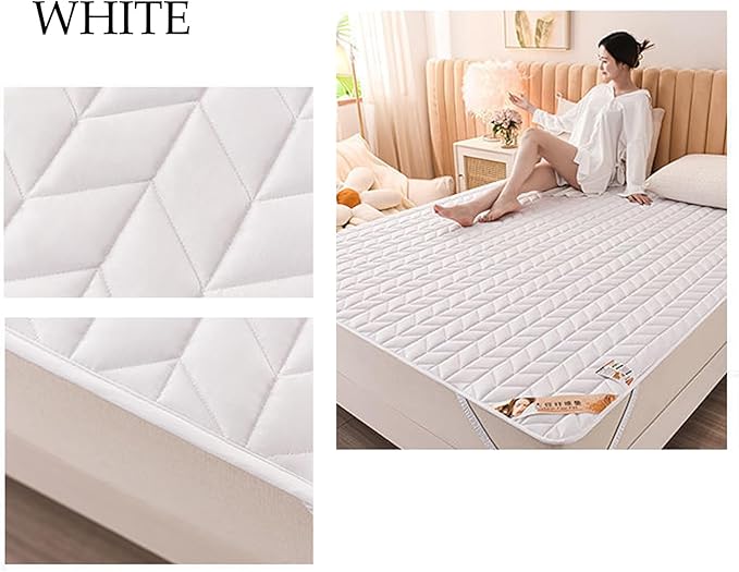 White,180 * 200cm(King),LDLCYCN Thin Mattress Protector Pad with Elastic Straps Japanese Floor Mattress Cover Foldable Futon Mattress Topper Protector Camping Mat for Student Dormitorie