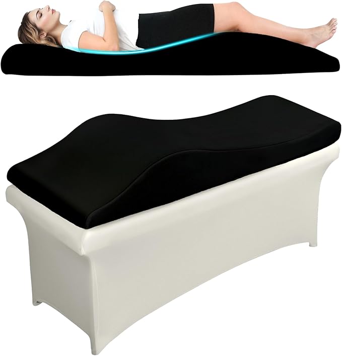 Ergonomic Lash Bed Topper Massage Table Pad, 30D Foam Esthetician Beds Mattress Toppers for Lash Tech Facial Wax, Beauty Salon Massage Bed Topper with Milk Touch & Washable Cover - Black