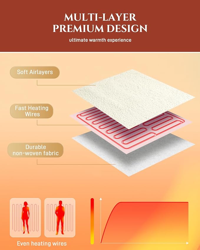Heated Mattress Pad Queen Size – Electric Bed Pad with Dual Zone Control, Heated Mattress Cover, Thick Underblanket Sheet, Bed Warmer (07 Cream, 60" x 80")