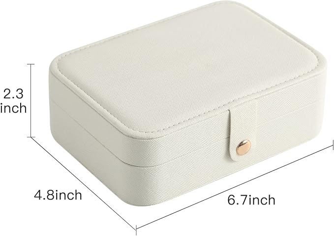 CASEGRACE Travel Jewelry Box Small Jewelry Organizer Case Display Storage for Earrings Necklace Rings Bracelets Portable Jewelry Organizer for Women Girls, White - Image 2