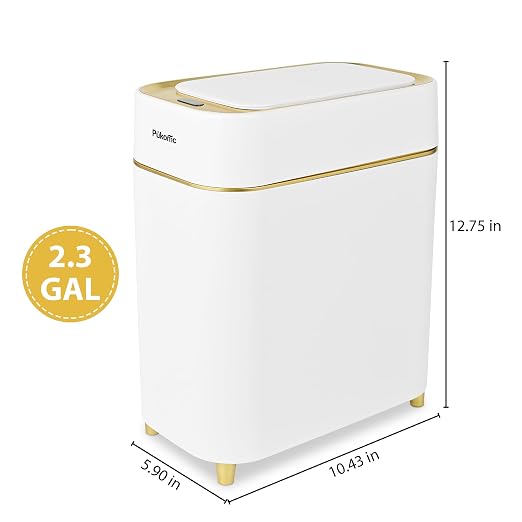 Pukomc 2.3 Gallon / 9L Automatic Adsorption Sensor Trash Can, White Gold Motion Sensor Garbage Bin with Suction, Slim Fashionable Design for Kitchen, Bathroom, Office & Small Space - Image 7