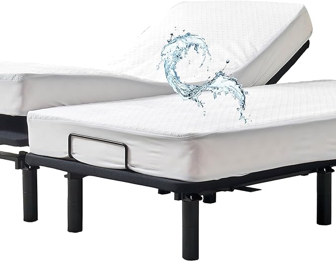 Bamboo Viscose Cooling Split King Mattress Protector for Adjustable Bed Waterproof Soft Breathable Fitted Matress Cover Pad