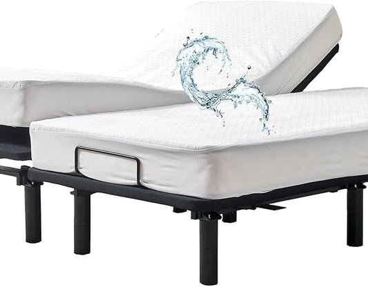 Bamboo Viscose Cooling Split King Mattress Protector for Adjustable Bed Waterproof Soft Breathable Fitted Matress Cover Pad