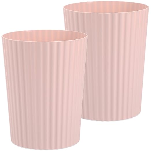 JiatuA Small Trash Can Plastic Wastebasket Round Garbage Container Bin for Bathroom, Kitchen, Bedroom, Home Office, College Dorm, Pink 2 Pack by JiatuA