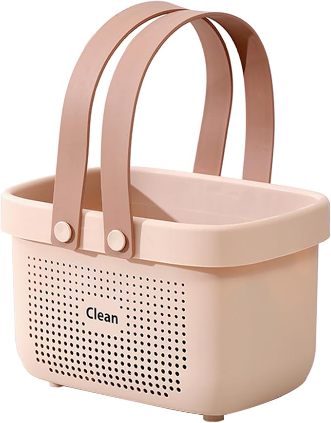 JiatuA Plastic Storage Basket with Handle Portable Shower Caddy Tote Organizer Basket Bin for Bathroom Kitchen Dorm Room Bedroom, Small Pink by JiatuA