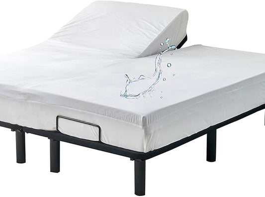 28-30" Split from Top King Mattress Protector for Adjustable Bed Upper Flex Head Waterproof Matressprotector Ultra Soft Jersey Noiseless Fitted Matress Cover