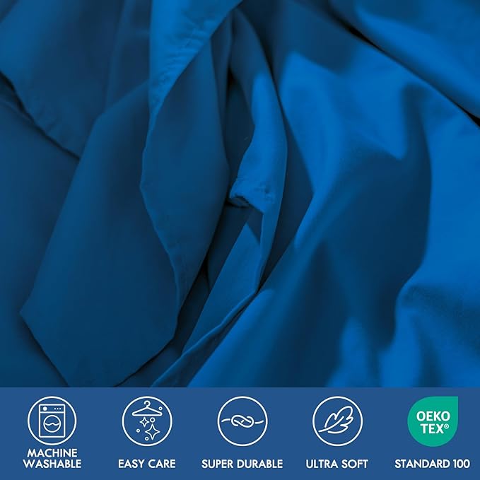 ClevaHome Full Size Sheet Set - 6 Piece Soft Breathable Luxury Bed Sheet Set - Shrinkage & Fade Resistant Embroidered Bedding Sheet with 14-inch Deep Pocket, 2 Extra Pillowcases (Full, Royal Blue)