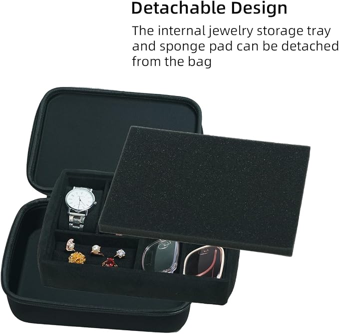 Eyeglasses Watches Jewelry Display Versatile Portable 5Slot Travel Jewelry Box Sunglasses Organizer Rings Zippered Holder Bag - Image 6