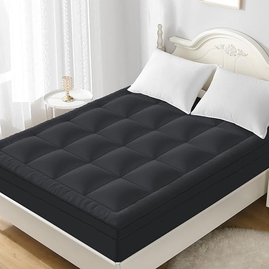 YUGYVOB California King Mattress Topper - 800GSM Extra Thick Cooling & Breathable Mattress Pad with Deep Pocket 8"-21" & Soft Down Alternative Filling, Grey