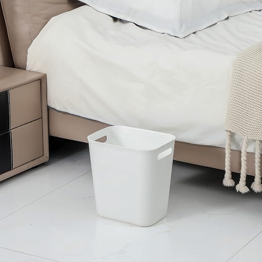 UUJOLY Plastic Small Trash Can Wastebasket, Garbage Container Basket for Bathrooms, Laundry Room, Kitchens, Offices, Kids Rooms, Dorms, 3.5 Gallon, White - Image 2