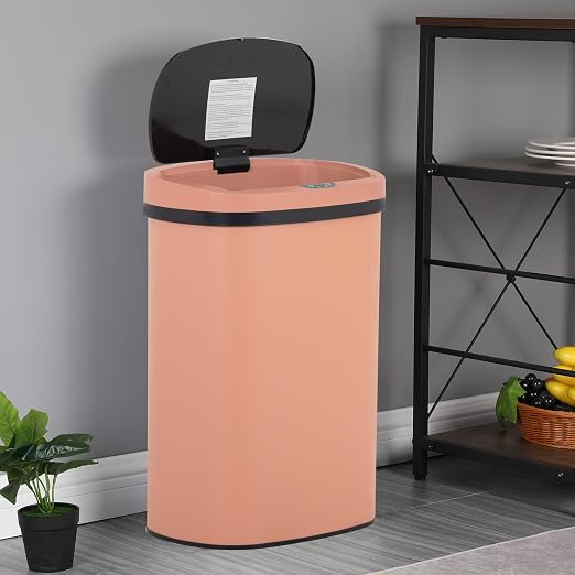 BestOffice | 13 Gallon Stainless Steel Trash Can with Lid | Pink | Automatic Touchless Garbage Can | Odor Control | Modern Oval Design | Easy to Clean | Fits Any Kitchen, Bathroom, Office or Home - Image 6
