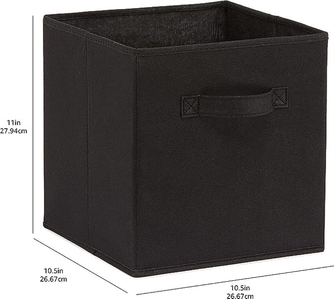 Amazon Basics Collapsible Fabric Storage Bins Organizer with Handles, Sturdy, Foldable, 10.5" x 10.5" x 11", Black, 6-Pack - Image 4