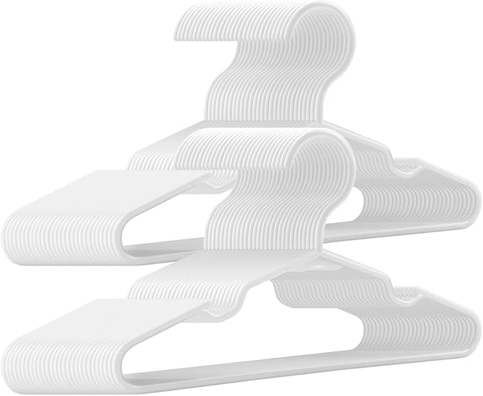 Kids Hangers - 100 Pack, 11.5 Inch White Baby & Toddler Hangers for Closet - Ideal for Baby Standard Use by trusir