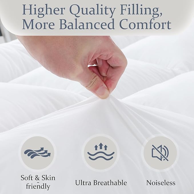 WhatsBedding 5 Inch Memory Foam Mattress Topper Full for Pressure Relief, 100% Cotton Cover, Comfort Supportive Pillow Top Mattress Topper, 2000GSM Fluffy Shredded Memory Foam Filled