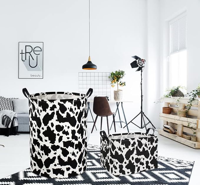 Rectangle Cow Basket Cow Print Storage Bins Cute Canvas Organizer Bin for Bedroom Decor Kids Toys Books, Clothes Shelves Gift Basket(Cow print) - Image 5