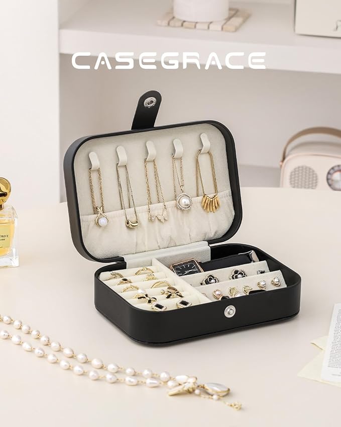 CASEGRACE Jewelry Box For Women Portable Travel Jewelry Case for Necklace Earring Rings Jewelry Holder Case Gift Box Girls - Image 2