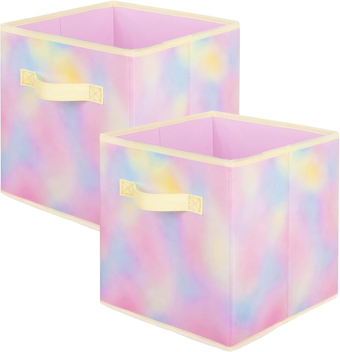 ShellKingdom Storage Bins, Foldable Fabric Storage Cubes And Cloth Storage Organizer Drawer For Closet And Toys Storage, 2 Pack (Chromatic Tie Dye) by ShellKingdom