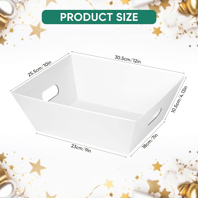 AFOROEOA 6PACK Baskets For Gifts Empty, 10x12”Thick White Gift Basket with 6 Bows 6 Bags Empty Gift Baskets for Christmas, Valentine’s Day, Easter, Birthdays, Valentine’s Day Wrapping Gift - Image 2