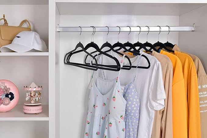 Quality Hangers 50 Pack Plastic Hangers for Clothes - Slim Non-Velvet Hangers with 360° Swivel Chrome Hook & Non Slip Notches - Ideal for Dresses Coats Shirts Jackets & More - Black - Image 5