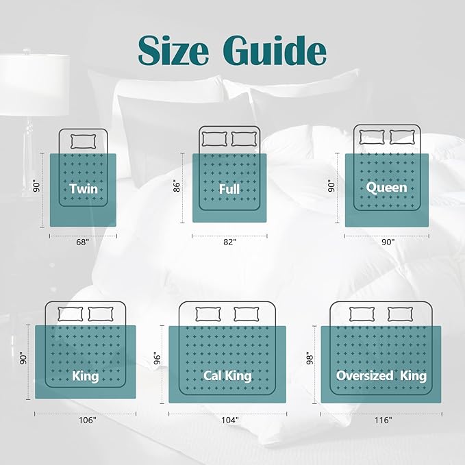 Oversized King Goose Feather Down Fiber Comforter, 100% Cotton Cover Ultra Soft Fluffy Duvet Insert, All Season Luxurious Hotel Bedding Comforter with 8 Loops, White 116"x98"