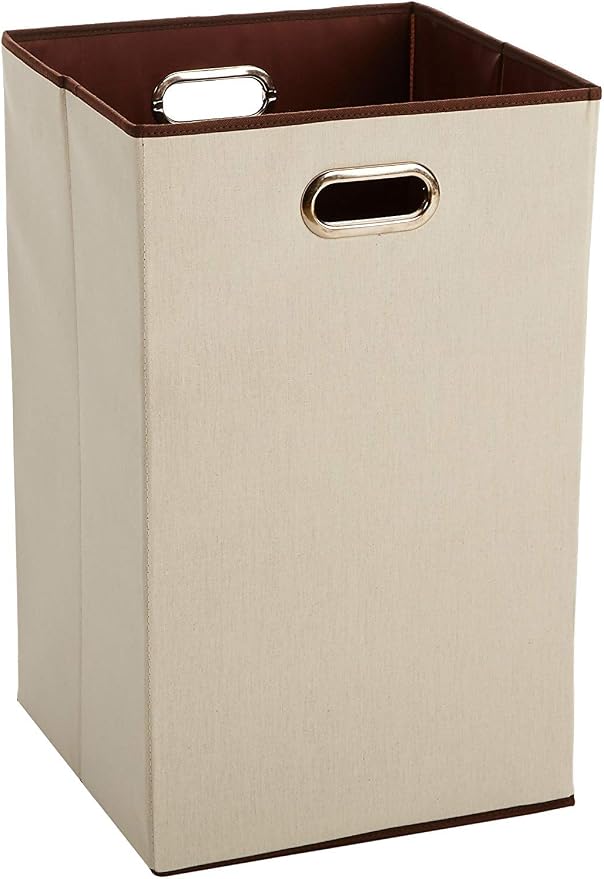 Amazon Basics Rectangular Foldable Laundry Basket Hamper, Beige/Brown by AmazonBasics
