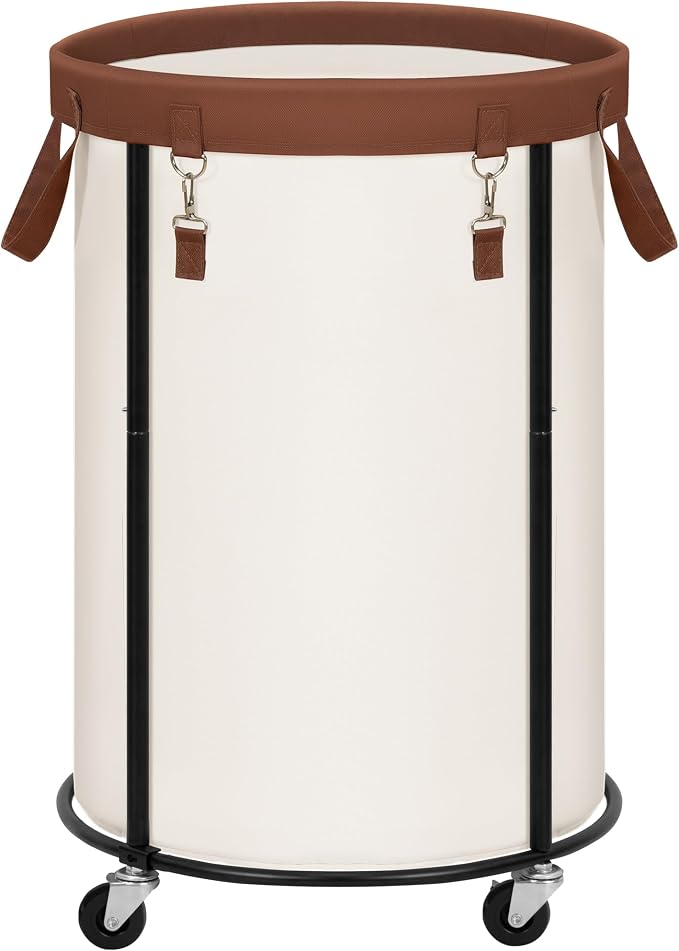 STORAGE MANIAC Rolling Laundry Hamper with Wheels 110L Laundry Basket, Round Laundry Cart with Metal Frame and Removable Bag, Clothes Hamper for Bedroom, Bathroom, Dorm Room, Laundry Room, Beige by STORAGEMANIAC