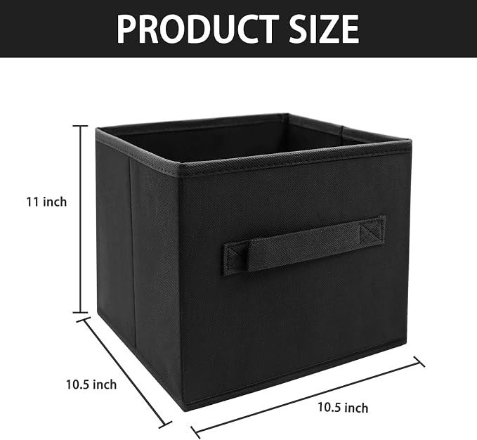 EBIGIC storage bins collapsible storage bins，cube storage organizer （Pack of 3） 10.5 * 10.5 * 11inch，For home and office Collapsible Closet Shelf Organizers, Drawer Organizers(Black) - Image 2
