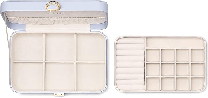 VLANDO Jewelry Box Organizer for Girl,Faux Leather Lockable Jewelry Holder Organzier Case Boxes with 2 Layers,Earrings Necklace,Rings Storage,Wedding Warm Gifts Purple - Image 8