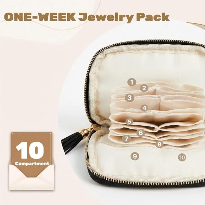 Mini Travel Jewelry Case, Small Jewelry Organizer, Jewelry Travel Case for Women, Portable Travel Jewelry Organizer Bag, Travel Jewelry Box – 5.3 × 5.1 inches (Black) - Image 4