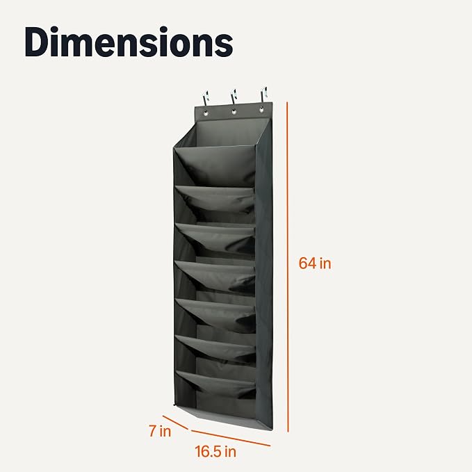 Amazon Basics 8 Tier Over the Door Shoe Organizer, Large Capacity Space Saving Hanging Shoe Storage for Closet and Dorm, Dark Grey - Image 5