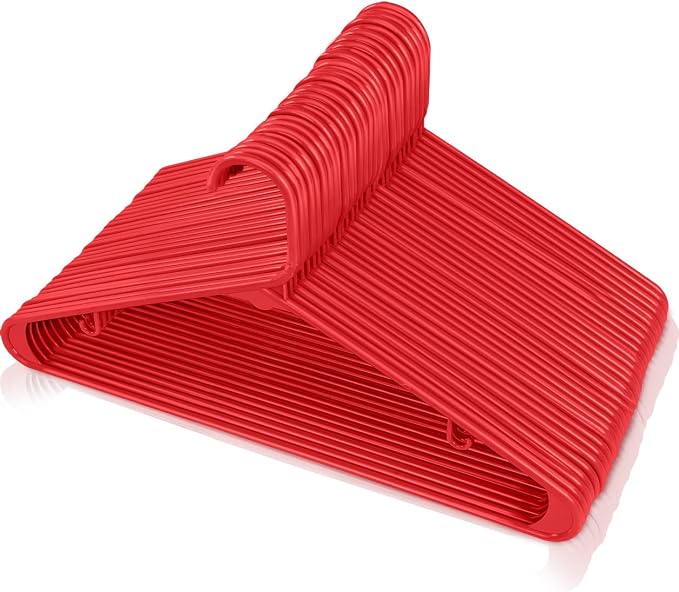 Utopia Home Plastic Hangers 200 Pack - Clothes Hanger with Hooks - Durable & Space Saving (Red) - Image 5
