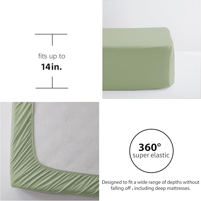 Zzlpp King Comforter Set 7 Pieces, Sage Green Seersucker Bed in a Bag with Comforter and Sheets, All Season Bedding Sets with 1 Comforter, 2 Pillow Shams, 2 Pillowcases, 1 Flat Sheet