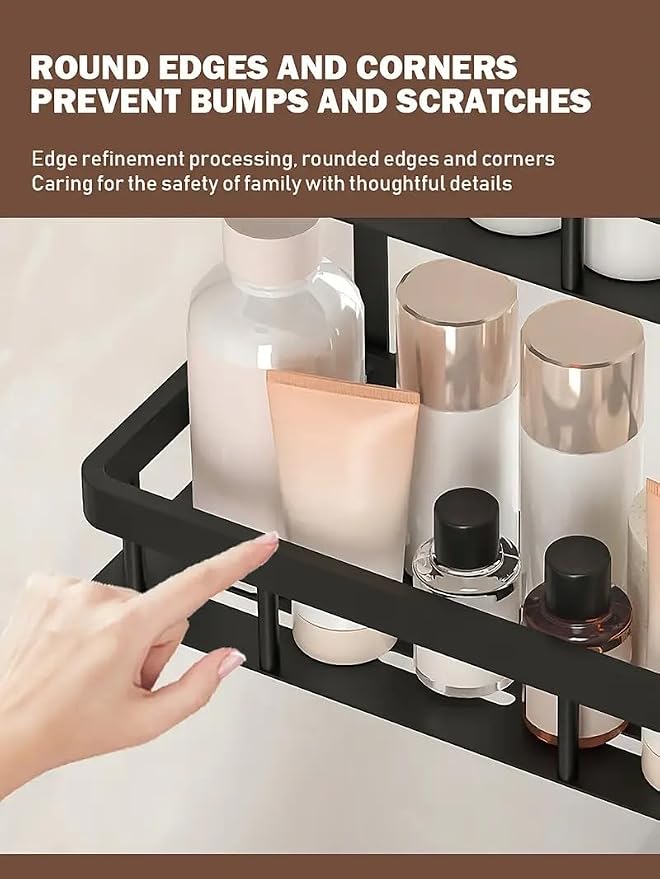 Over Door Shower Caddy, Black Rustproof Bathroom Organizer, 2-Tier Storage Rack, 11.81x5.31 Inch Shelves, No Drilling Required - Image 8