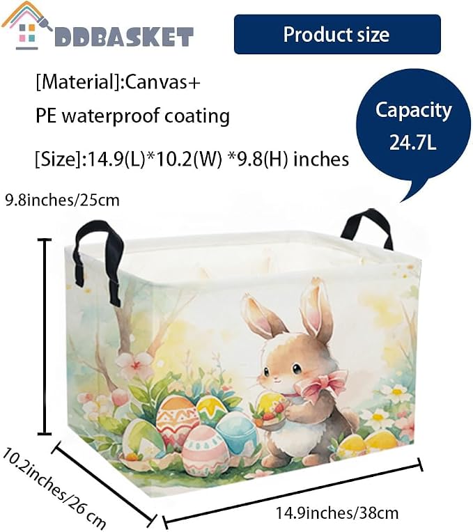 Easter Basket for Kids Gift - Rectangular Toy Storage Basket Organizer Bin Box Room Decor for Home(Color Easter) - Image 7