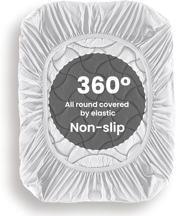 SLEEP ZONE Cooling Mattress Topper Twin XL for College Dorm, Premium Zoned Quilted Mattress Pad, Fitted Mattress Protector Cover Washable, Deep Pocket 8-21 inch, Silver Grey, Twin XL