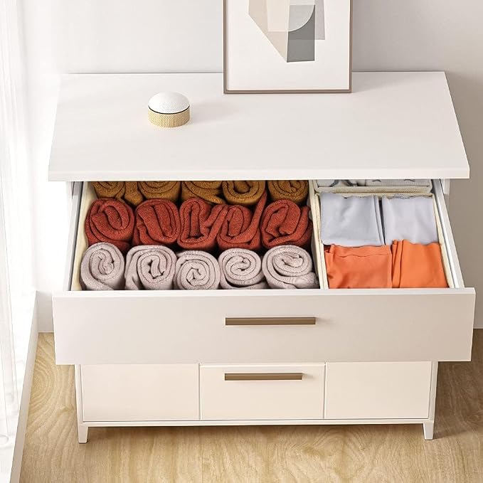 Criusia Drawer Organizer Clothes, 24 Pack Dresser Organizer Bins for Nursery Bedroom, Closet Organization and Storage Dividers for Clothing, Baby Clothes, Underwears, Socks (Beige) - Image 6