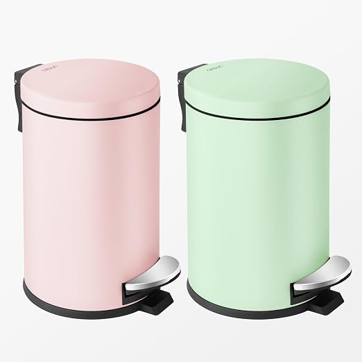 Cesun 1.2 Gallons Small Pink Trash Can, Bathroom Garbage Can with Lid and Foot Pedal, Mini Round Wastebasket for Bathroom, Bedroom, Office, 4.5 Liters / 1.2 Gallons, Pink - Image 7