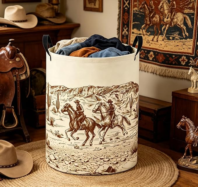 Baby Laundry Basket Baby Nursery Hamper Kids Laundry Basket Toy Storage Bin for Boys Room Decor Gift Baskets for Bedroom Bathroom(Cowboy) - Image 4
