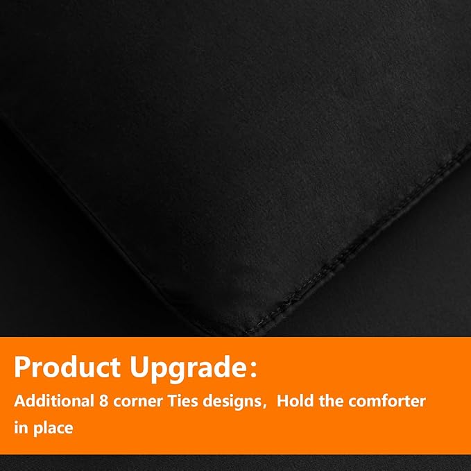 TAIMIT Black Full Size Comforter Set - 7 Pieces, Bed in a Bag Bedding Sets with All Season Soft Quilted Warm Fluffy Reversible Comforter,Flat Sheet,Fitted Sheet,2 Pillow Shams,2 Pillowcases